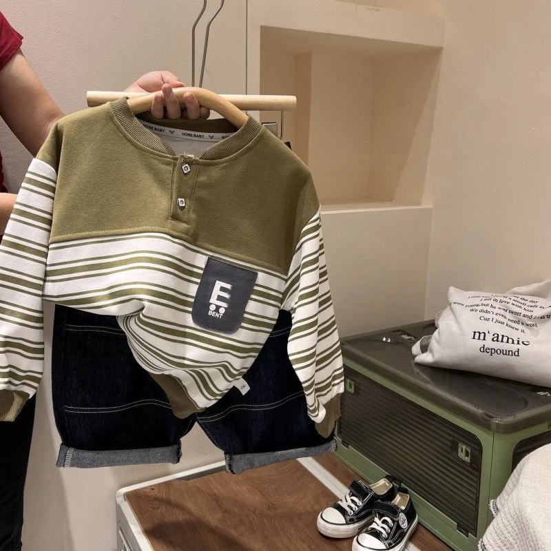 

0-6 Years old Children's Long sleeved sweater New striped Top for Spring and Autumn Comfortable and Fashionable clothes for boys