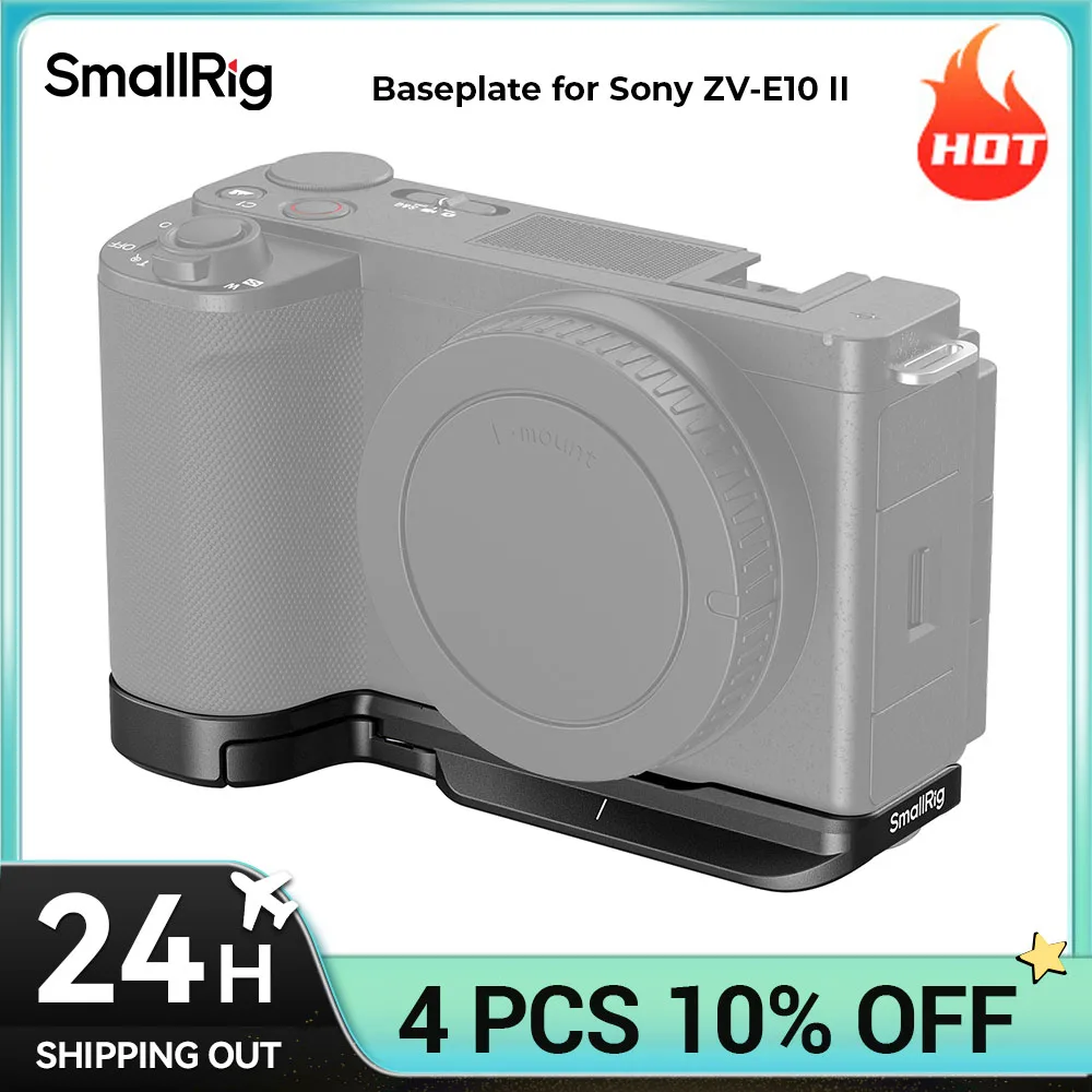 

SmallRig Baseplate for Sony ZV-E10 II Enhance Grip Comfort, Protect Bottom with 1/4"-20 Hole,Arca-Swiss Quick Release Plate