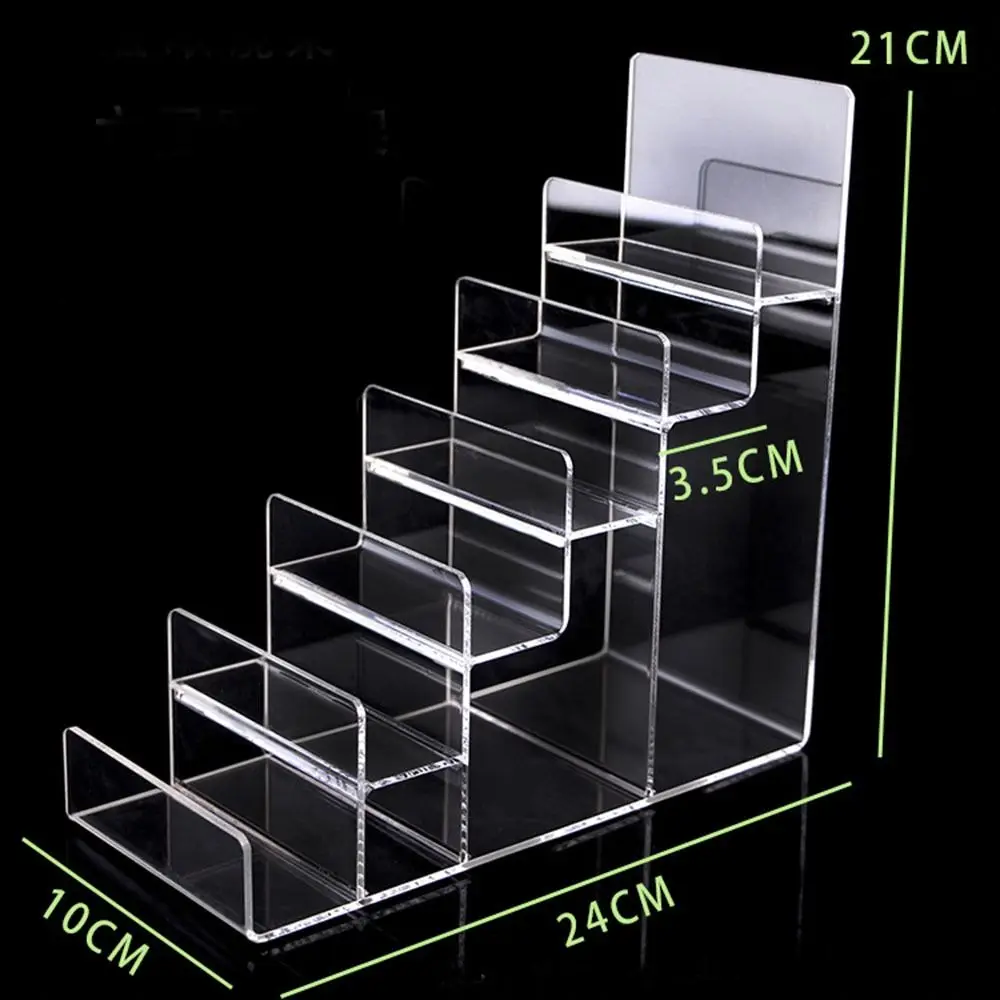 Clear Acrílico Jóias Racks Organizador, Risers Display transparente, Showcase Fixture, Carteira Titular Stand, 6 Tiers, óculos de sol