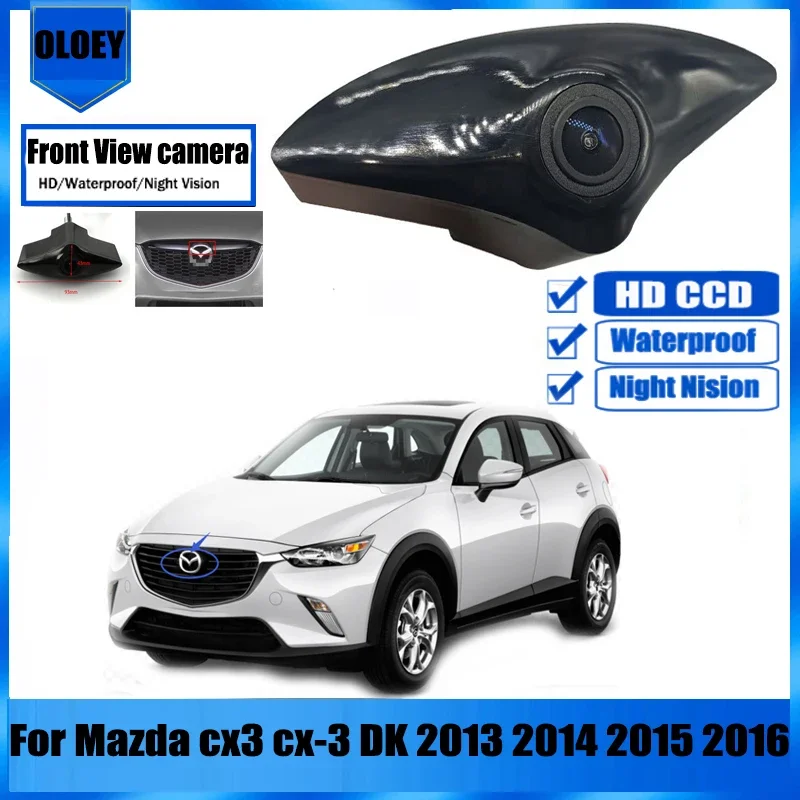 

Автомобильная Камера Переднего Вида Для Mazda cx3 cx-3 DK 2013 2014 2015 2016, водонепроницаемая парковочная HD CCD камера с ночным видением и логотипом