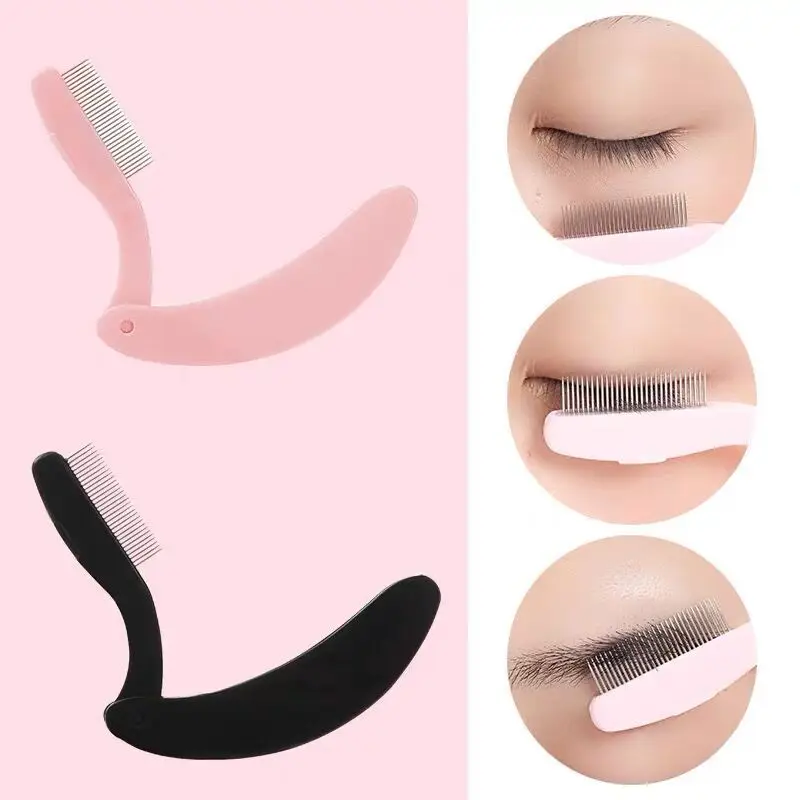 1PC Folding Eyelash Curler Comb Lash Separator Mascara Lift Curl Metal Brush Mini Eyebrow Comb Makeup Tool