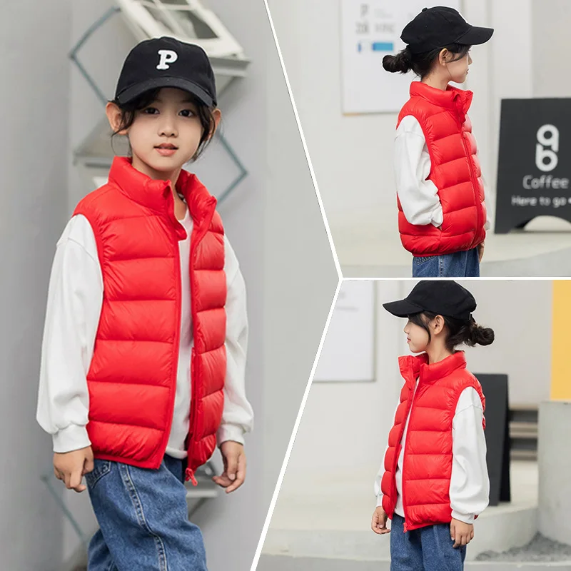 2026 New Children Ultra Light 90% White Duck Down Vests Fall Baby Girls Liner Thin Warm Waistcoats For Boys Kids 3-14Years