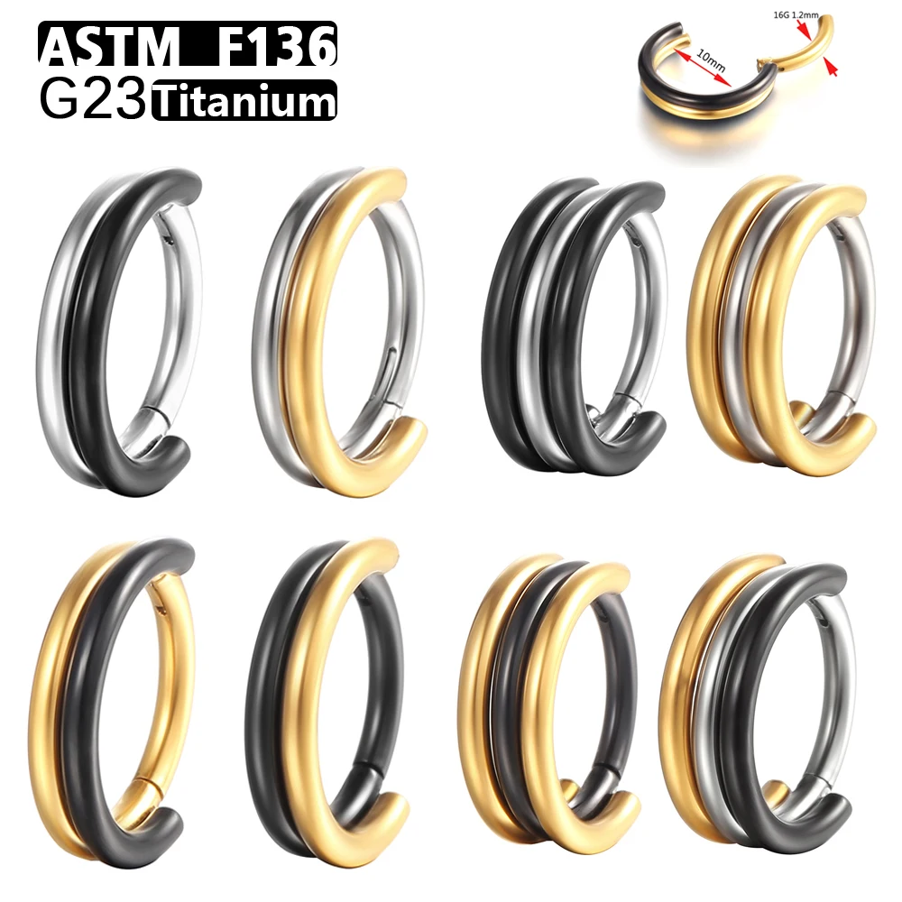 

ASTM F136 Titanium 16G CZ Nose Piercing Clicker Ring Hinged Septum Segment Ear Cartilage Tragus Helix Lip Ring Piercing Jewelry