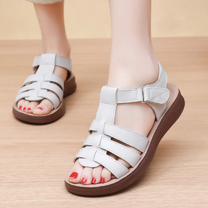 European American Sports Md Casual Women's Sandals Solid Color Comfortable Large-Size Flat Sandals Breathable And Lightweight