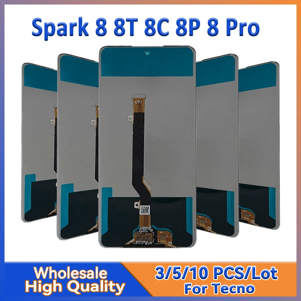 

3/5/10 шт./лот для Tecno Spark 8 8T 8C 8P 8 Pro Экран ЖК-дисплей с сенсорной сборкой KG6P KG7 KG7H KG6 KG8 KG5K KG5J KG5N