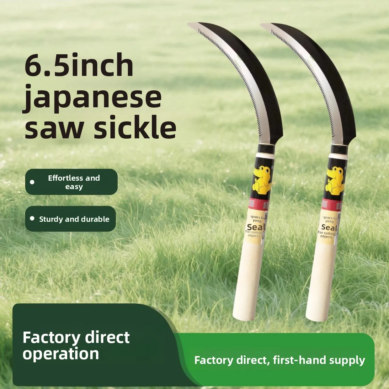 1/2pcs Sickle 6.5inch Manganese Steel Agricultural Gardening Saw-tooth Japanese High-end Export Poplar Sickle Agricultural Tool