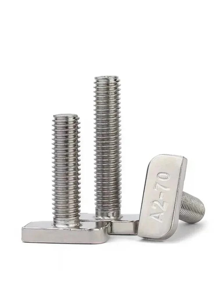 2pcs 304 Stainless Steel T-screws T-bolts Square Screws For Aluminum Profile Photovoltaic Pv Slots 23- Type M8 M10