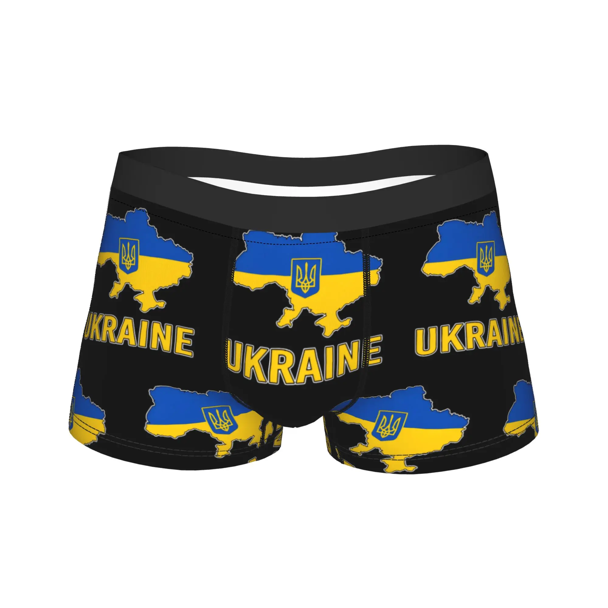 Ukraine Flag Map Boxer Brief  Underwear Trenky Men Breathable Trunk Custom Large Size Panties