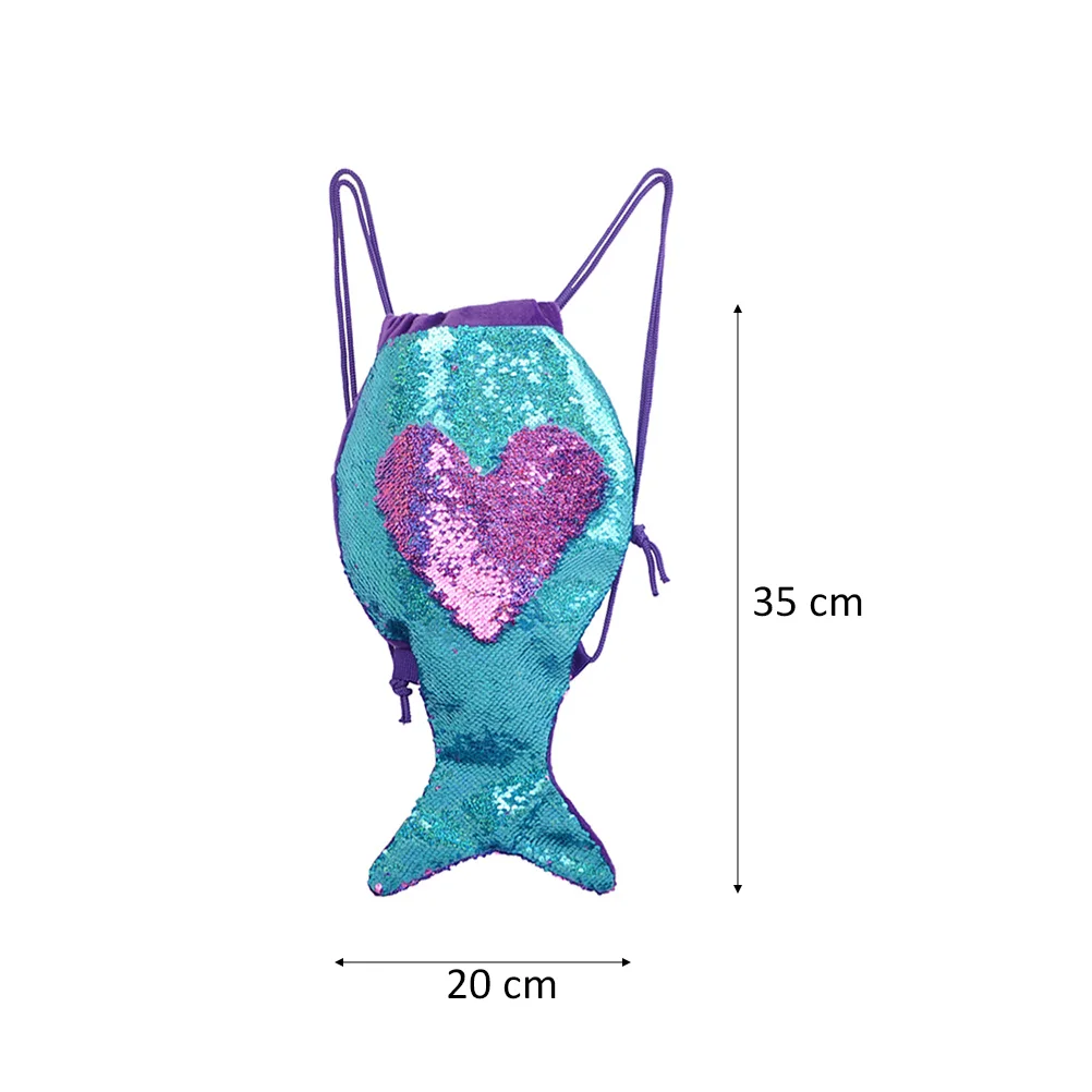 حقيبة ظهر ترتر على شكل ذيل حورية البحر برباط للإغلاق، حقيبة تخزين ذات سعة كبيرة لصالة الألعاب الرياضية واليوجا والسفر ورحلة العمل #1