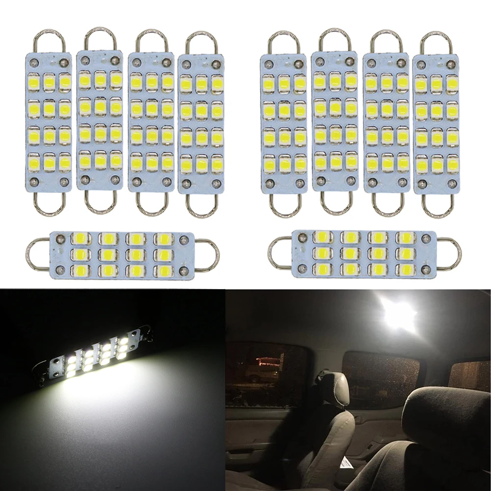 

10Pcs 44mm 12-SMD 1210 Rigid Loop Festoon LED Bulbs for Car Interior Light Dome Map Light Door Courtesy Lights 561 562 567 White