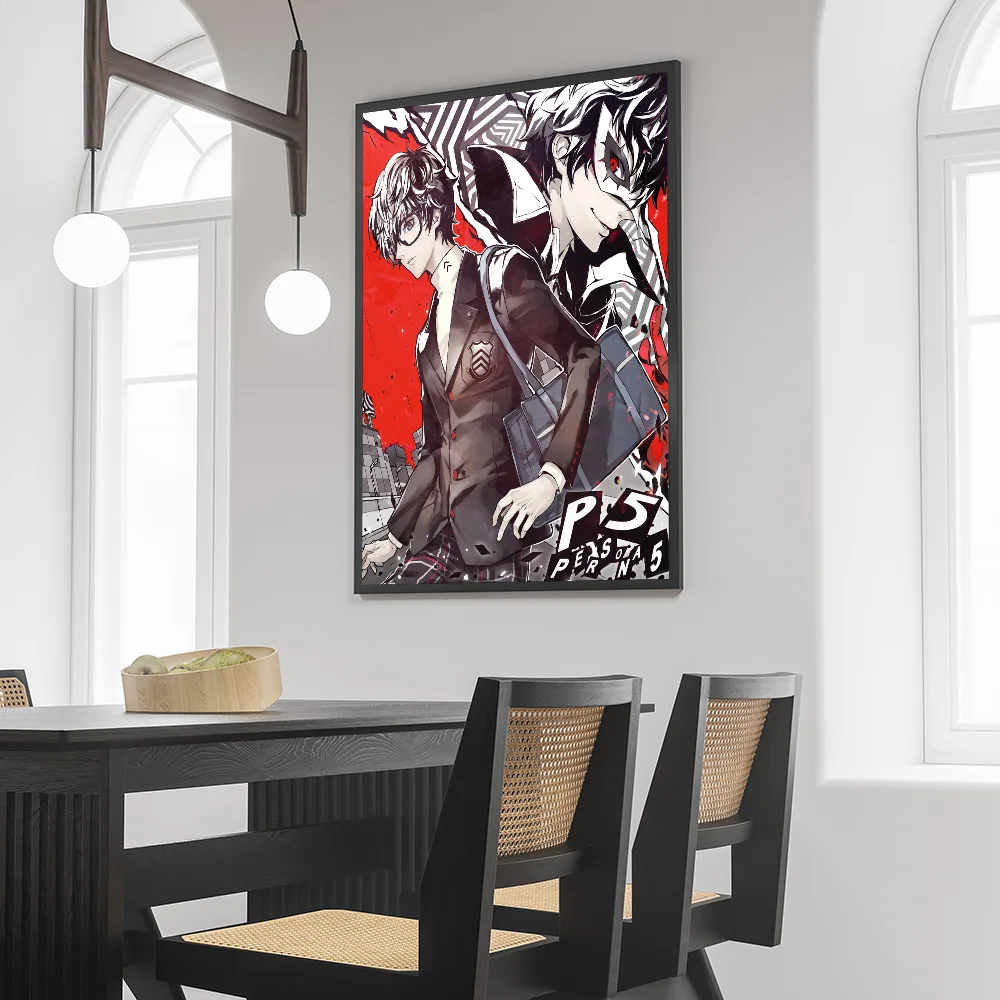 1PC Japanese Anime Persona 5 Poster Self-adhesive Art Waterproof Paper Sticker Coffee House Bar Room Wall Decor