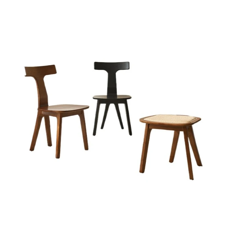 

Скандинавский стул из цельного дерева, домашняя спинка, средневековый ресторанный повседневный дизайнерский стул, современный простой обеденный стул из ротанга