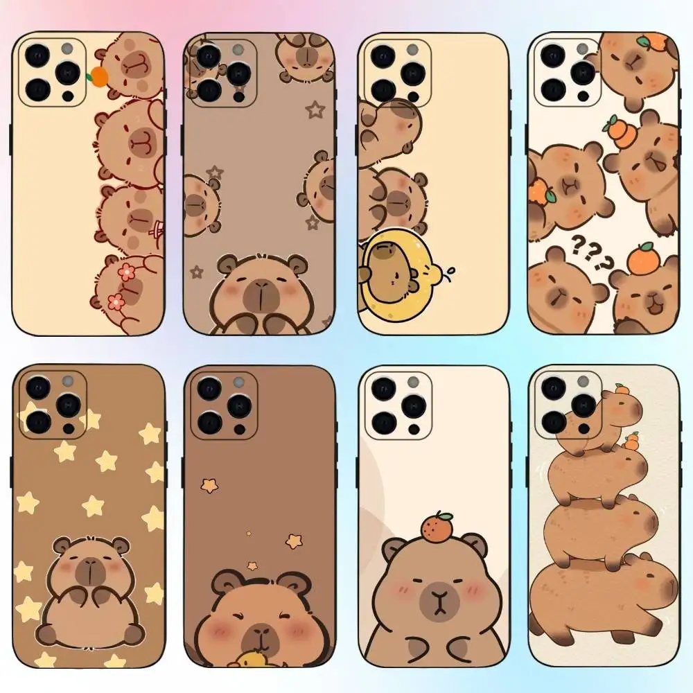 

Funny Capybaraes Phone Case For iPhone17,16,15,14,13,12,11 Plus,Pro Max Soft Black Cover
