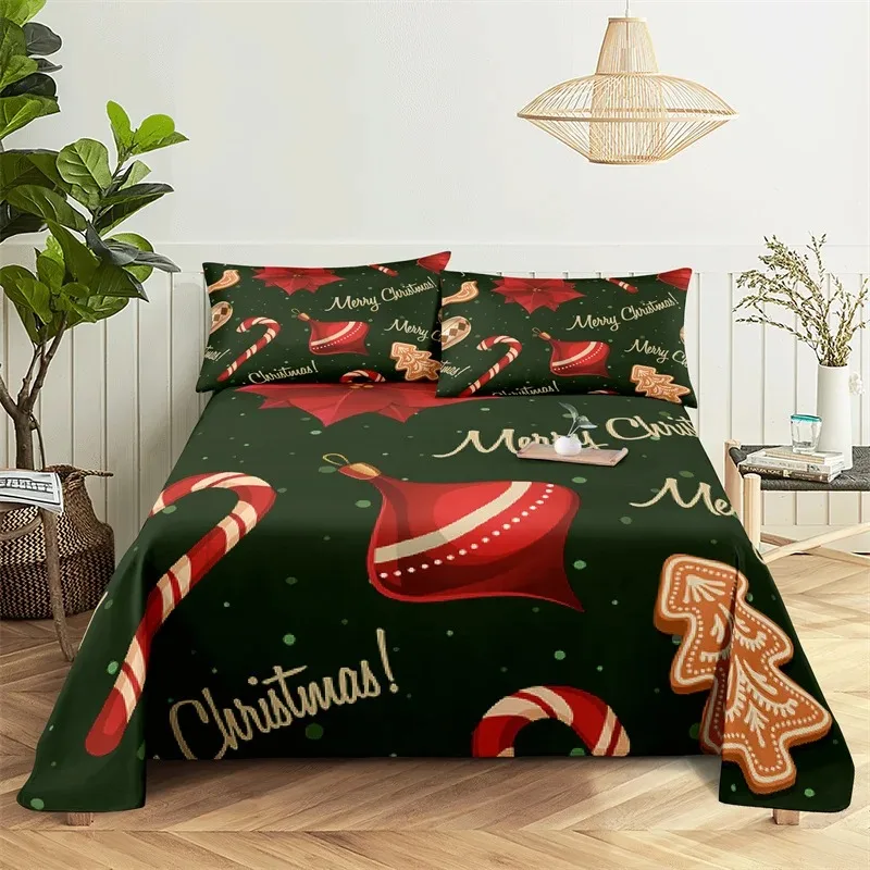 Ensemble de drap-housse de dessin animé de Noël pour enfants, housse de matelas Père Noël, linge de lit élastique pour garçons, Twin, Full, Queen, King Size