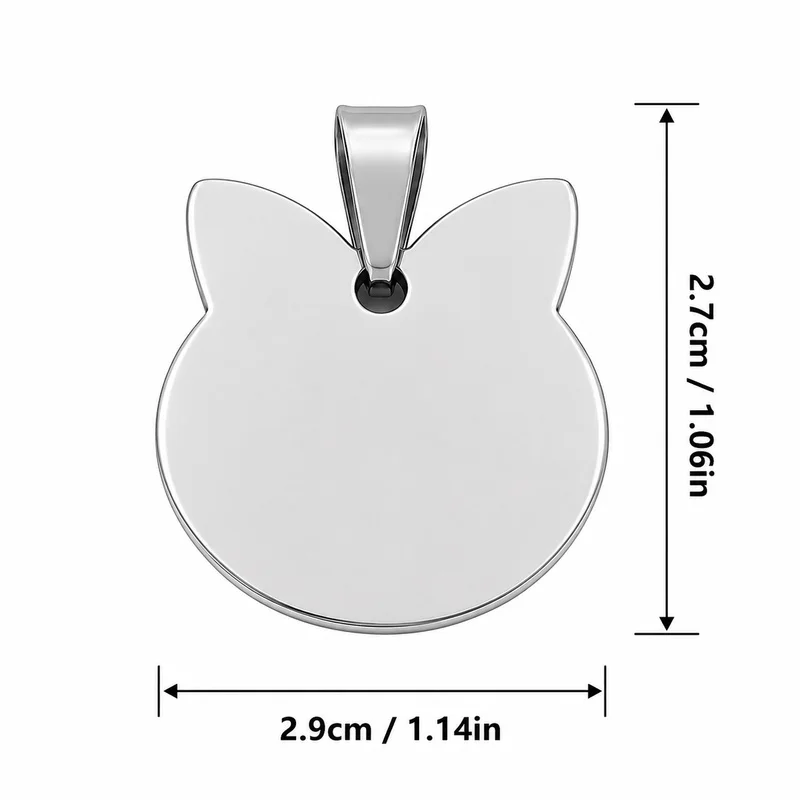 Vector graphics of cat ear whiskers, five styles available. Pet name, phone number and address can be engraved on both