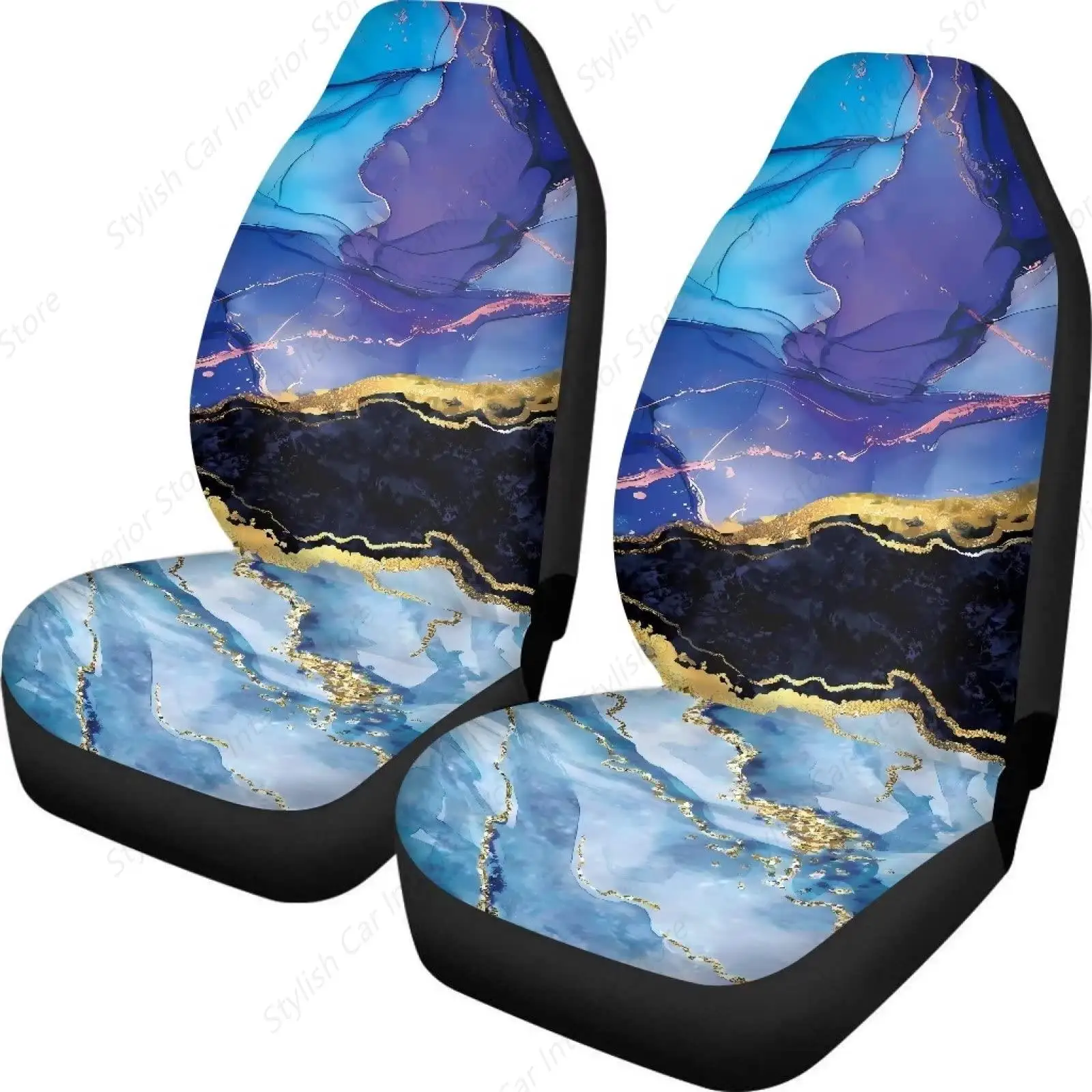 

Automotive Seat Cover Custom Marble Design Soft Breathable Elastic Durable Front Car Seat Cover for Women Men Universal