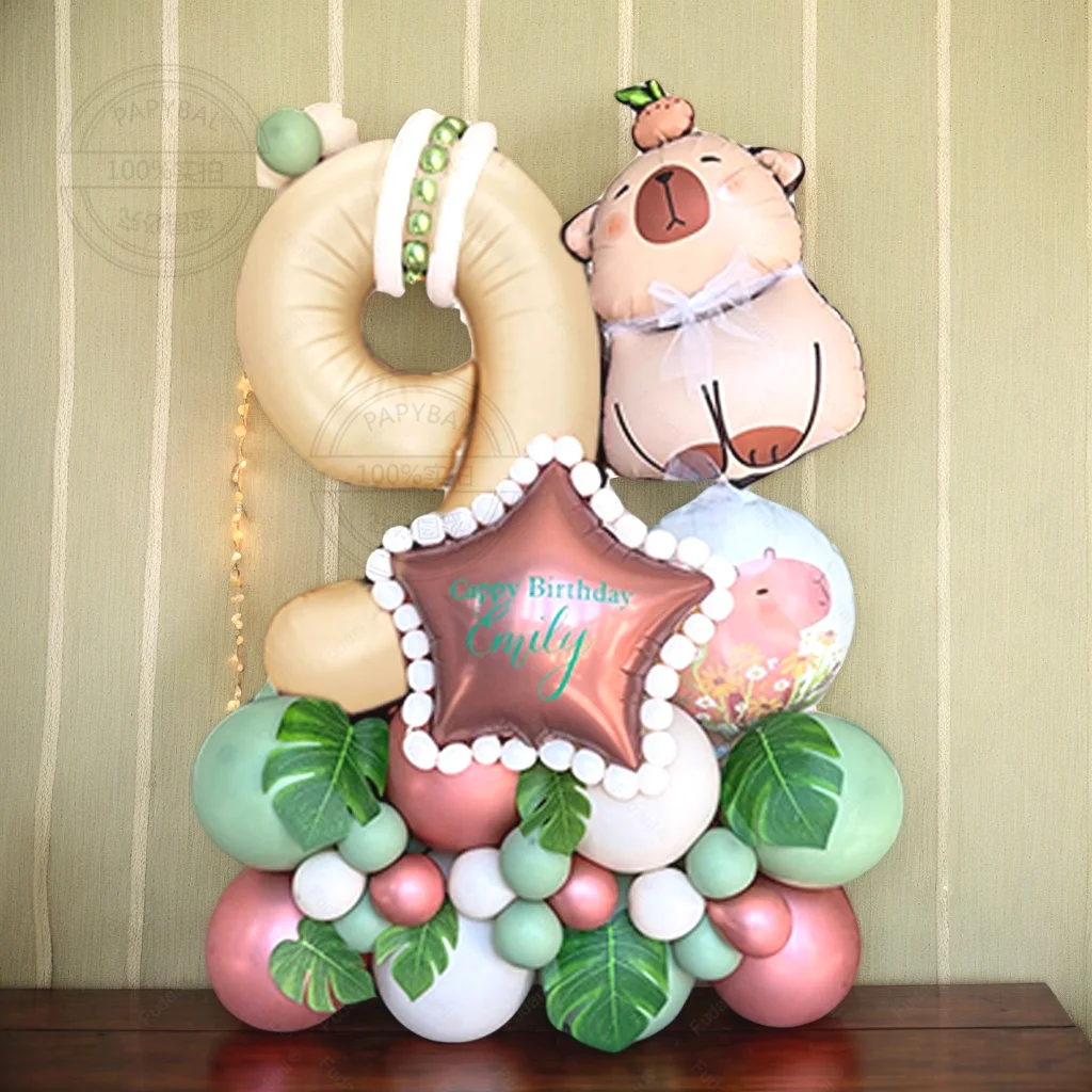 Cartoon Capybara Thema Ballon Set Tier Kind Geburtstag Party Dekore Mit 40nch Karamell Folie Anzahl Baby Dusche Globos Geschenk Spielzeug