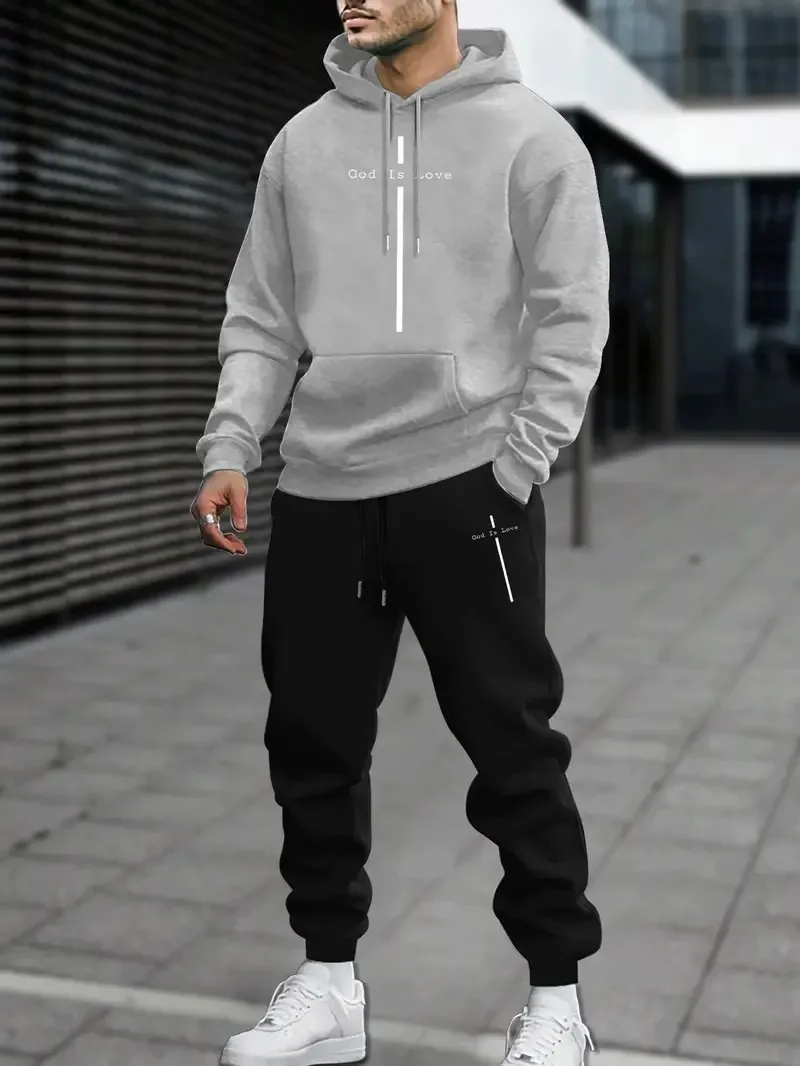 

The new men's set for Spring and Autumn 2025 features a casual fashionable soft and comfortable 3D letter pattern print