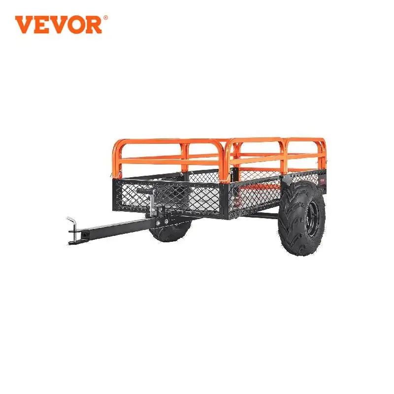 

VEVOR Heavy Duty Steel ATV Dump Trailer Tow Behind Dump Cart Garden Trailer with Removable Sides and Tires for Mowers Tractors