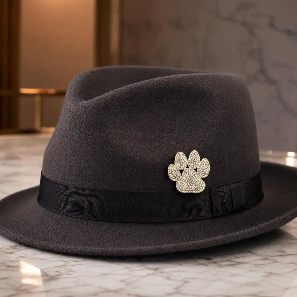 Paw Brooch Cubic Zirconia Brooch Sparkling Paw Print Brooch for Women Men Rhinestone Cat Dog Foot Pin Cubic Zirconia for Clothes