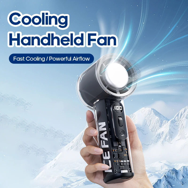 New Portable Refrigeration Small Air Conditioner 100 Wind High-speed Mini Handheld Fan 3000mAh USB Outdoor Turbo Fan view 2