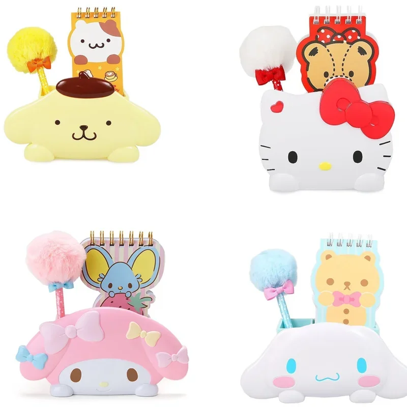 

Sanrio Kawaii Cartoon Cinnamoroll My Purin Melody Dog KT Cat Plush Pen Anime Cute Desktop Storage Pen Holder Set Girl Toy Gift