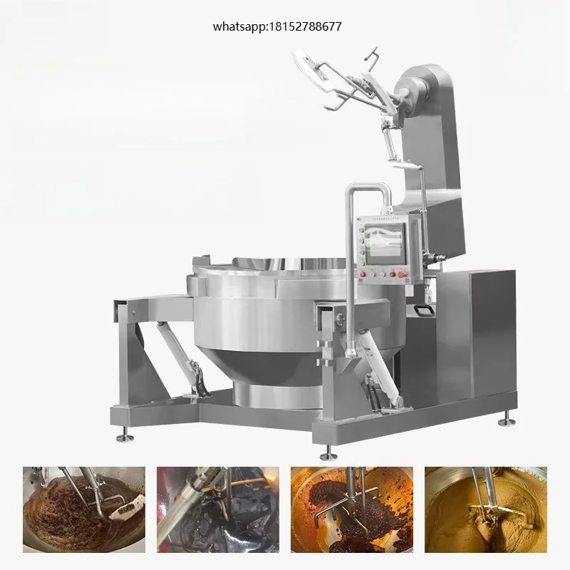 Industrial Tilting  Kettle with Stirring Food Grade  Sauce Frying Cooking Mixer Machine for Curry Paste