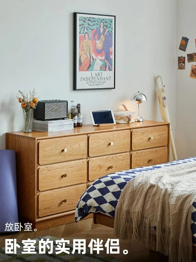 خزانة من الخشب الصلب ذات درج خزانة غرفة النوم على الطراز الياباني خزانة تخزين غرفة المعيشة الصغيرة #4