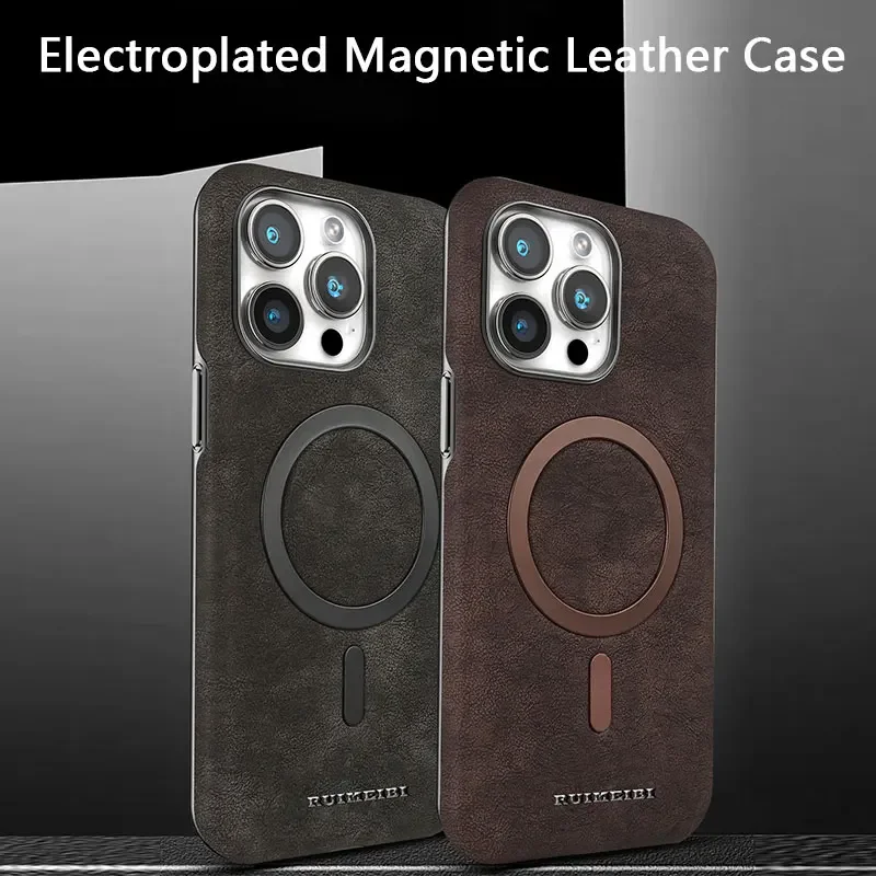 Magnetic Leather Phone Case For Iphone 13 14 15 16 Pro Max Plus Luxury Magnetic Business Phone Cover For Iphon 14 15 16 Promax