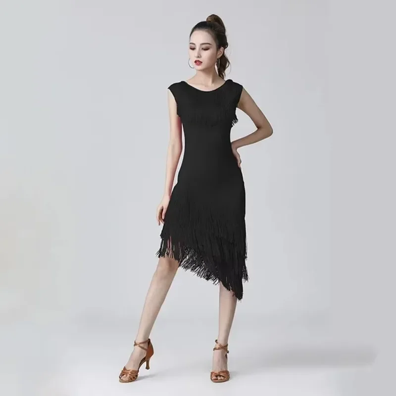 

Latin Dance Dress Women Dancing Skirt Training Ballroom Cha Cha Latin Dance Costumes Tassel Competition Dancing Dress