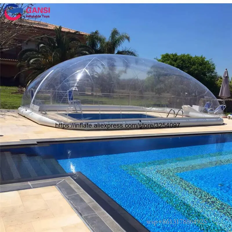 

Factory Customized Big Mobile Inflatable Clear Dome Tent / Transparent Inflatable Swimming Pool Cover Bubble Tent For Sale