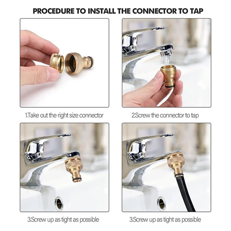 Outside Tap Connector Brass 3/4” & 1/2” Brass Adaptor Threaded Reducer Hose Pipe
