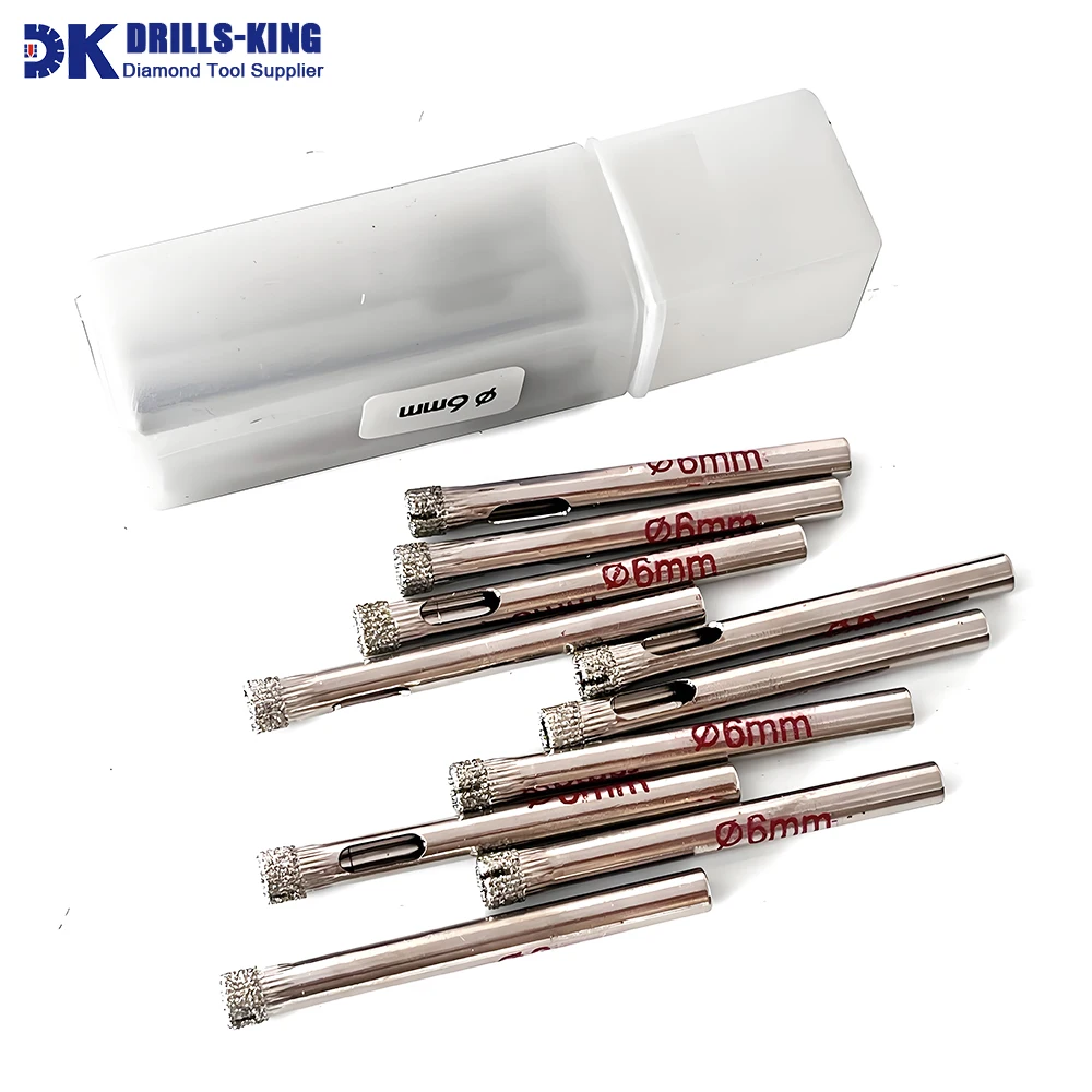 10PCS/SET Diamond Hole Saw Drill Bit Tool 6mm Ceramic Porcelain Glass Marble Diamond Coated Core Hole Saw Marble Drill Bit