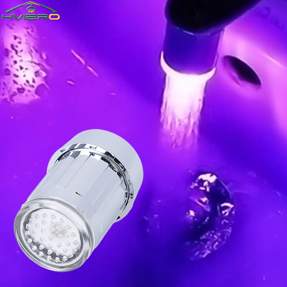 

1/2/4/8X Water Faucet Streamer Lamp Light-up LED 7Color Change Temperature Sensor Glow Shower Kitchen Bathroom Nozzles Head Bulb