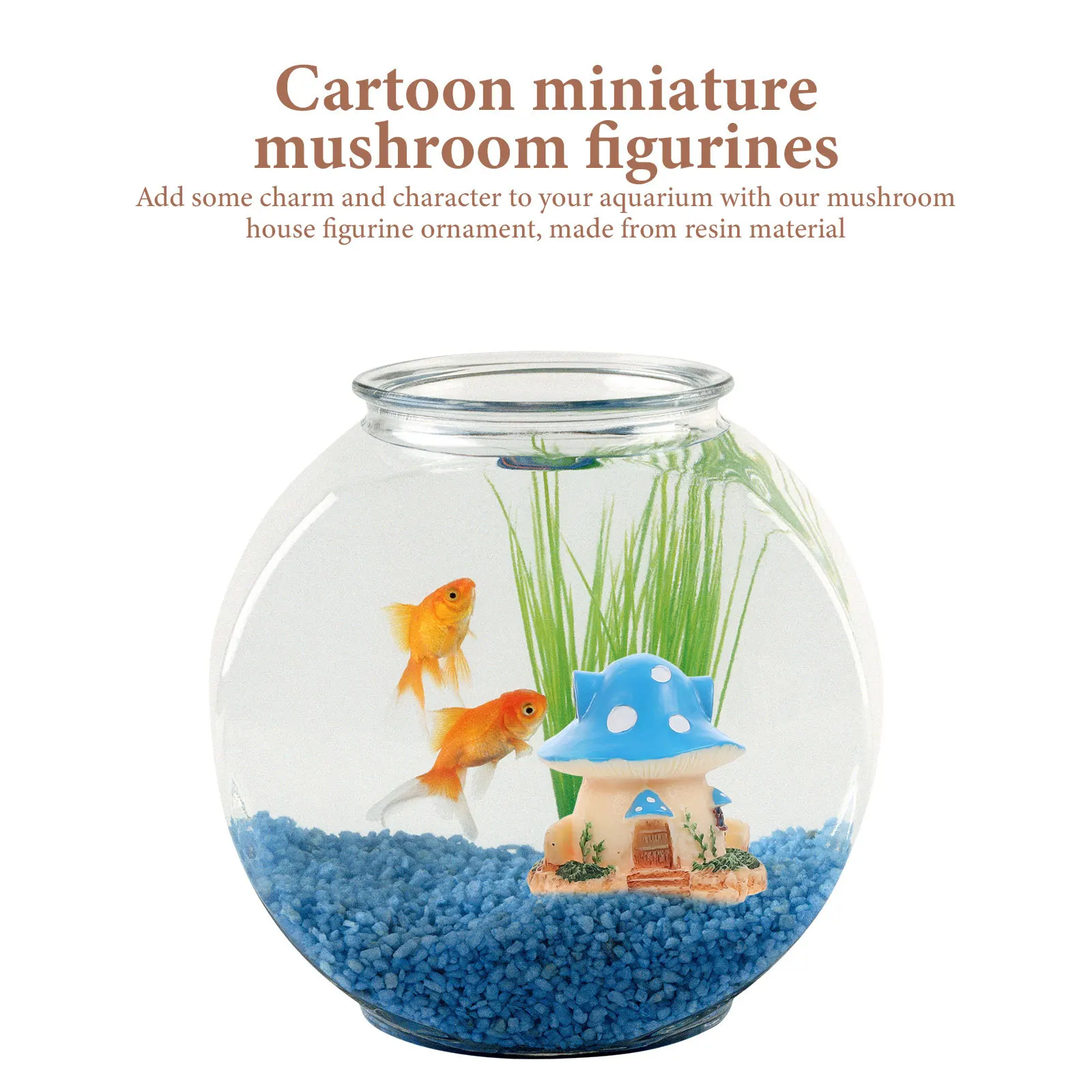 

4Pcs Mushroom House Decor Resin Miniature Garden Landscaping Desktop Cabinet Scene Ornament Cute Cartoon Home Micro Landscape