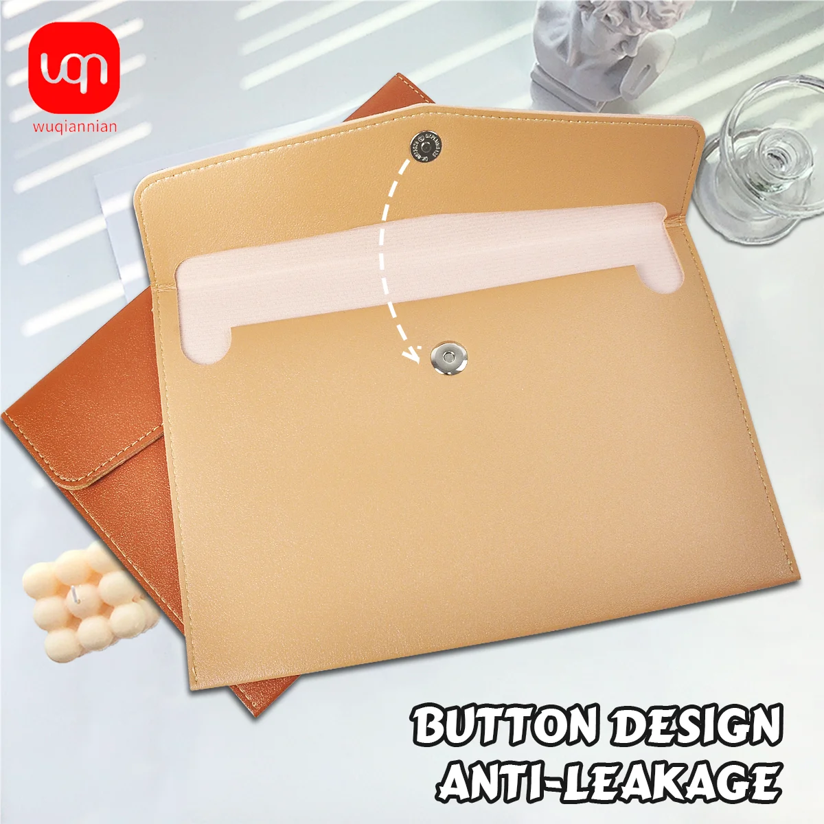 WQN-1PC PU Leather Document Bag A5, Wear-Resistant, Large Capacity, Waterproof, Suitable for Office and School Document Storage view 5