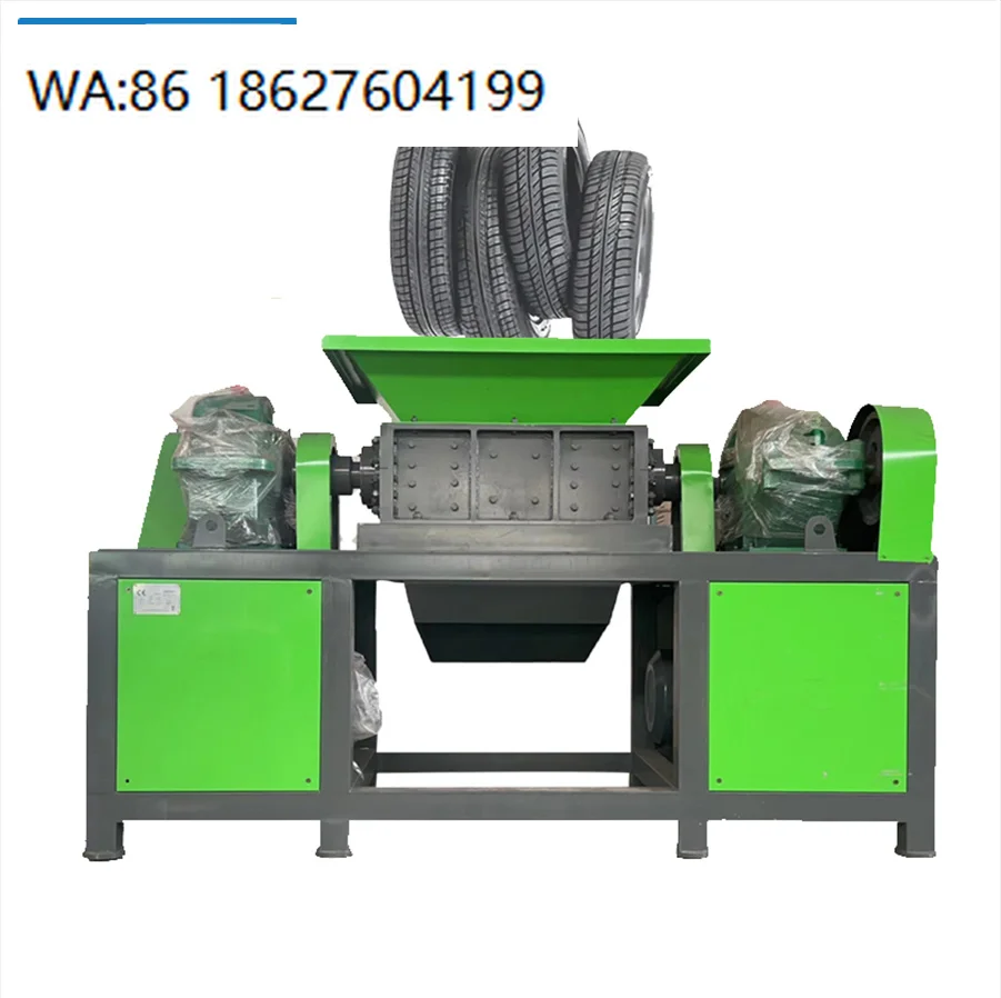 Gearbox Driven Tire Shredder Steel Crusher Twin Shaft Unit Waste Tire Scrap Metal Disposal Recycling Equipment