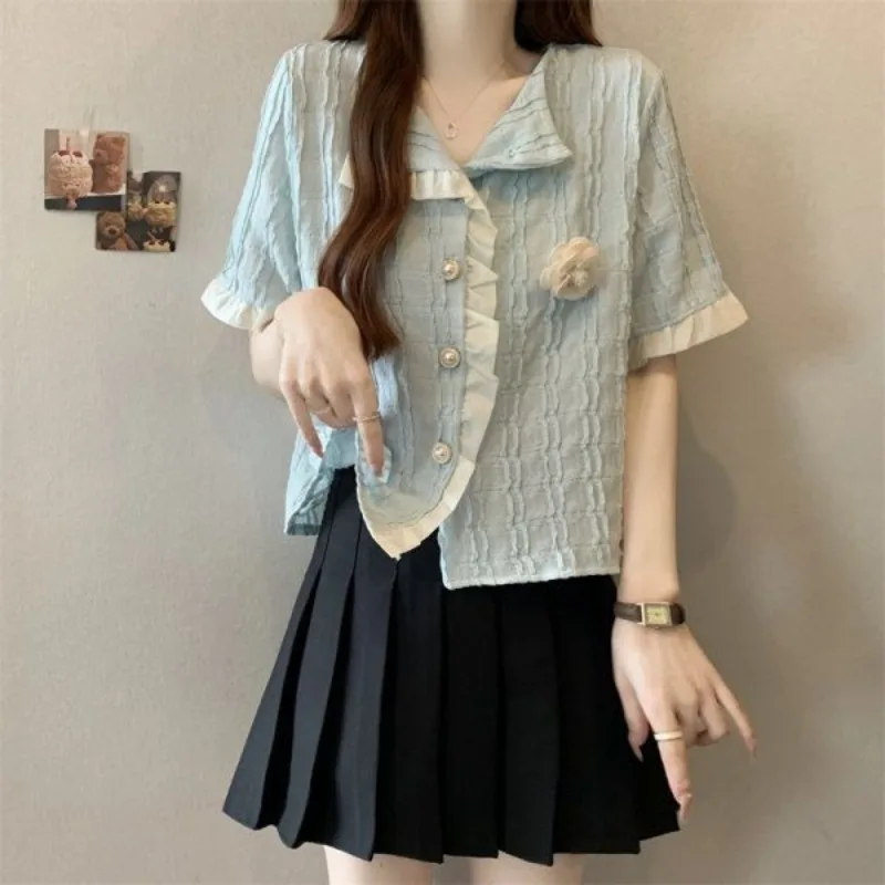 

French Fresh Short Sleeve Shirt Summer Fashion Women