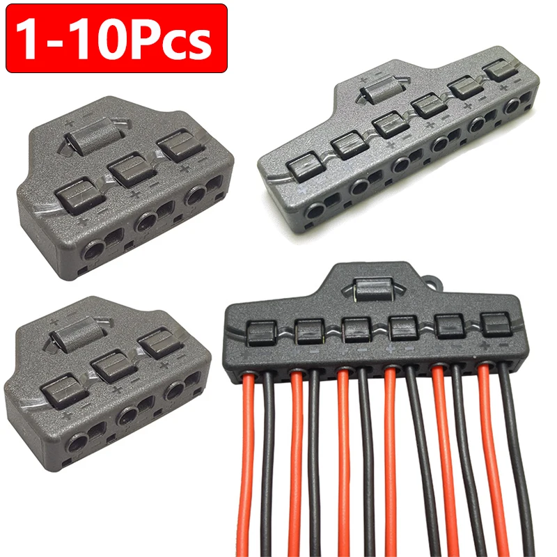 1-10Pcs 3/6 Port Out Line Splitter Quick Connect Low Voltage Wire Splitter Distribution Block For Led Strip Connection Terminal