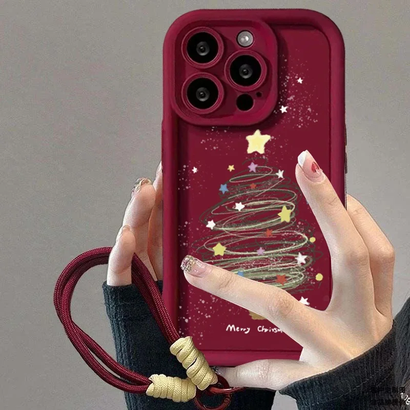 かわいいクリスマスレッドチェーンケース Huawei Honor 90 200 300 400 Lite Pro X9B X9A 8X X9 X7A X6A X8C X7B X8A X8 Magic 6 5 PRO用カバー