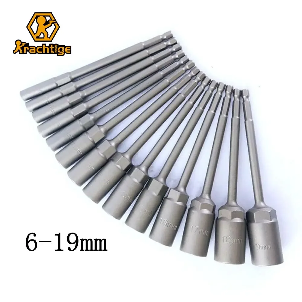 krachtige aprofundar o poder porca driver drill bit grupo impacto soquete adaptador ferramentas eletricas 635 milimetros hex 150 mm comprimento 619 mm 14 pcs 01