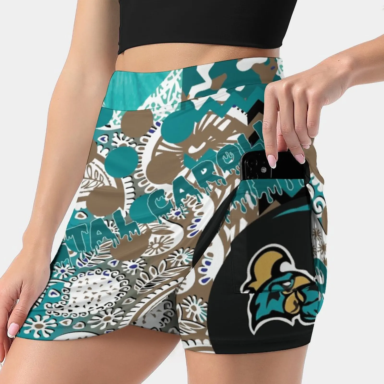 

Coastal Carolina University Collage New Women Skirts Double-Layer Printed Short Dress Mini Sport Skirt Coastal Carolina