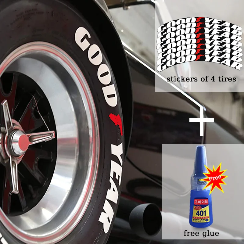 

Rubber 3D Tire Lettering Stickers Permanent 4/8 Sets Decals Car and motorcycle Tyre modification Waterproof letter stickers