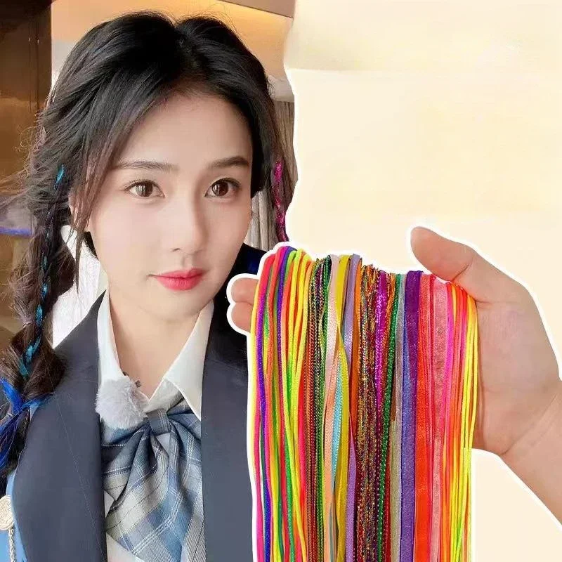 1-100Pcs 90cm Mix Colorful Hair Braids Rope Strands for Dreadlocks Braid DIY Ponytail Braid Women Girls Styling Hair Accessories