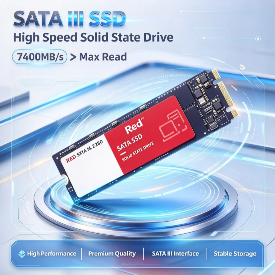 NGFF M.2 2280 Red SATA SSD 4TB 2TB Internal Solid State Drive High Speed Hard Disk for Laptop Notebook Desktop PC