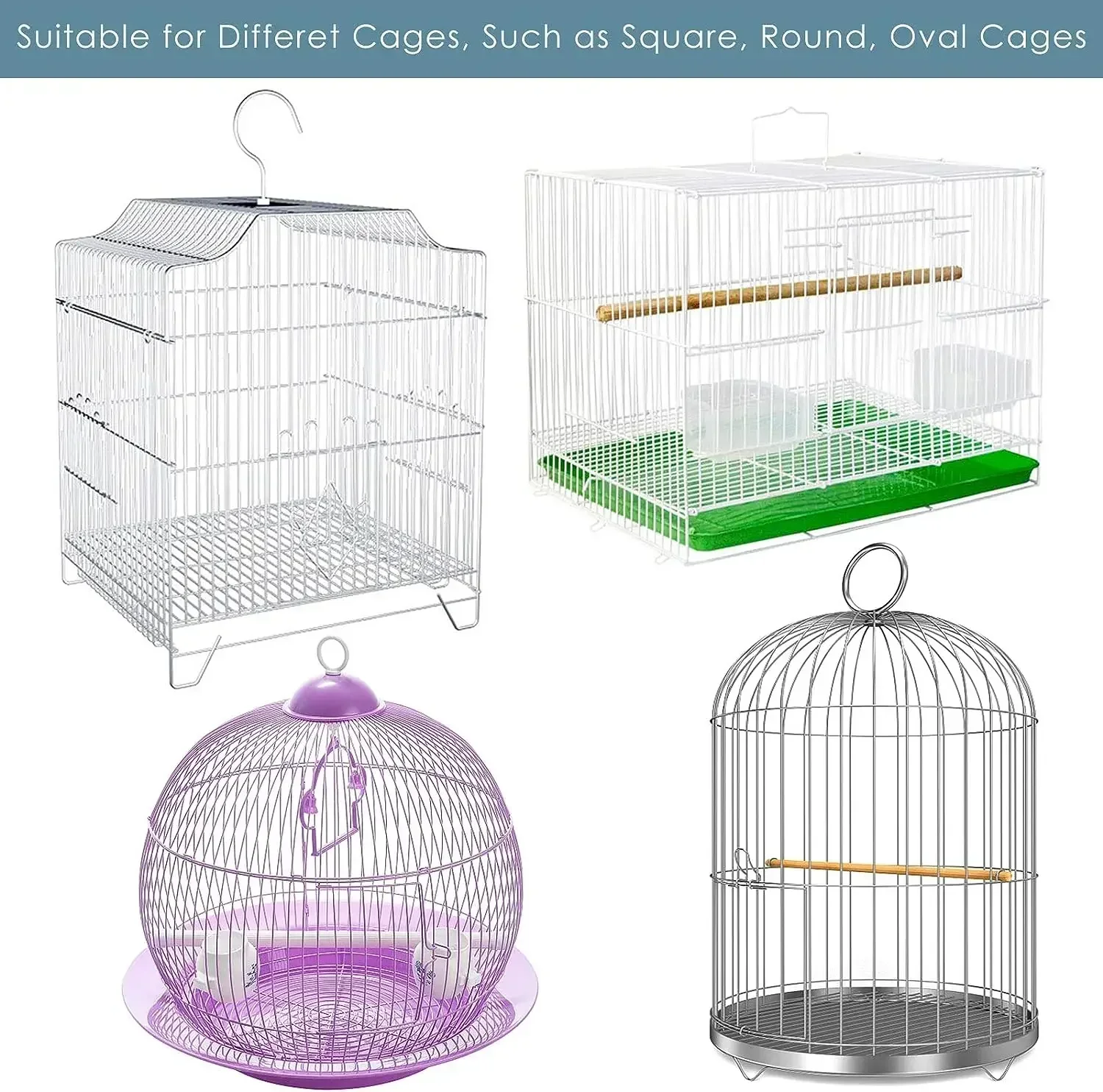 Mesh Bird Cage Cover Shell Skirt Mesh Bird Cage Elastic  Square and Round Bird Cage Cover Anti Flying Feather Anti Spilling Mesh