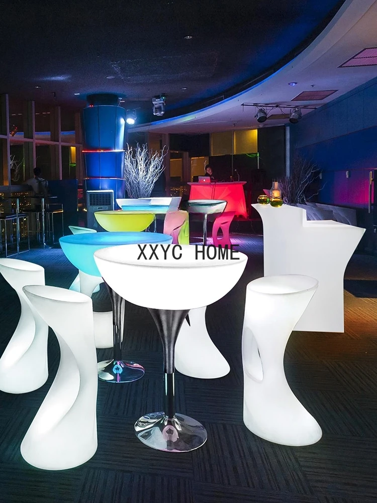 Luminous High Scattered Quiet Bar Bar Table and Chair Outdoor Balcony Waterproof Combination Table