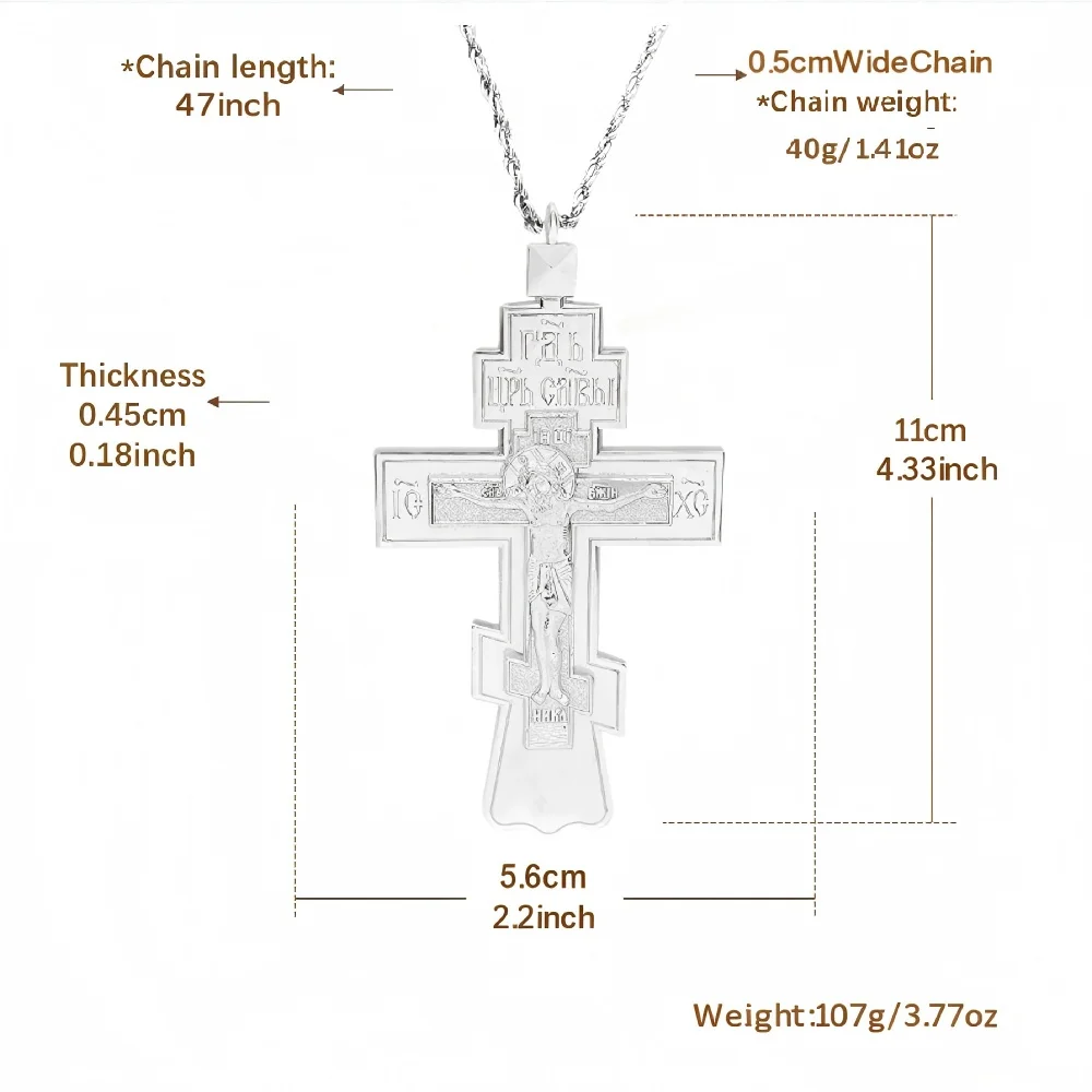 Eastern Orthodox Crucifix Pendant Chain with Cross Gold Silver Plated Alloy Christian Necklace Necklace for Men
