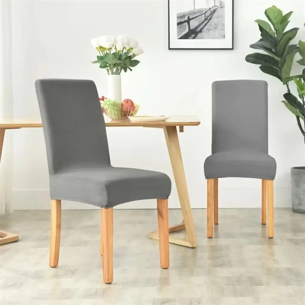 Washable Thickened Plush Chair Cover Velvet Solid Color Elastic Chair Slipcover Removable Anti-Slip Chair Protector Dining Room