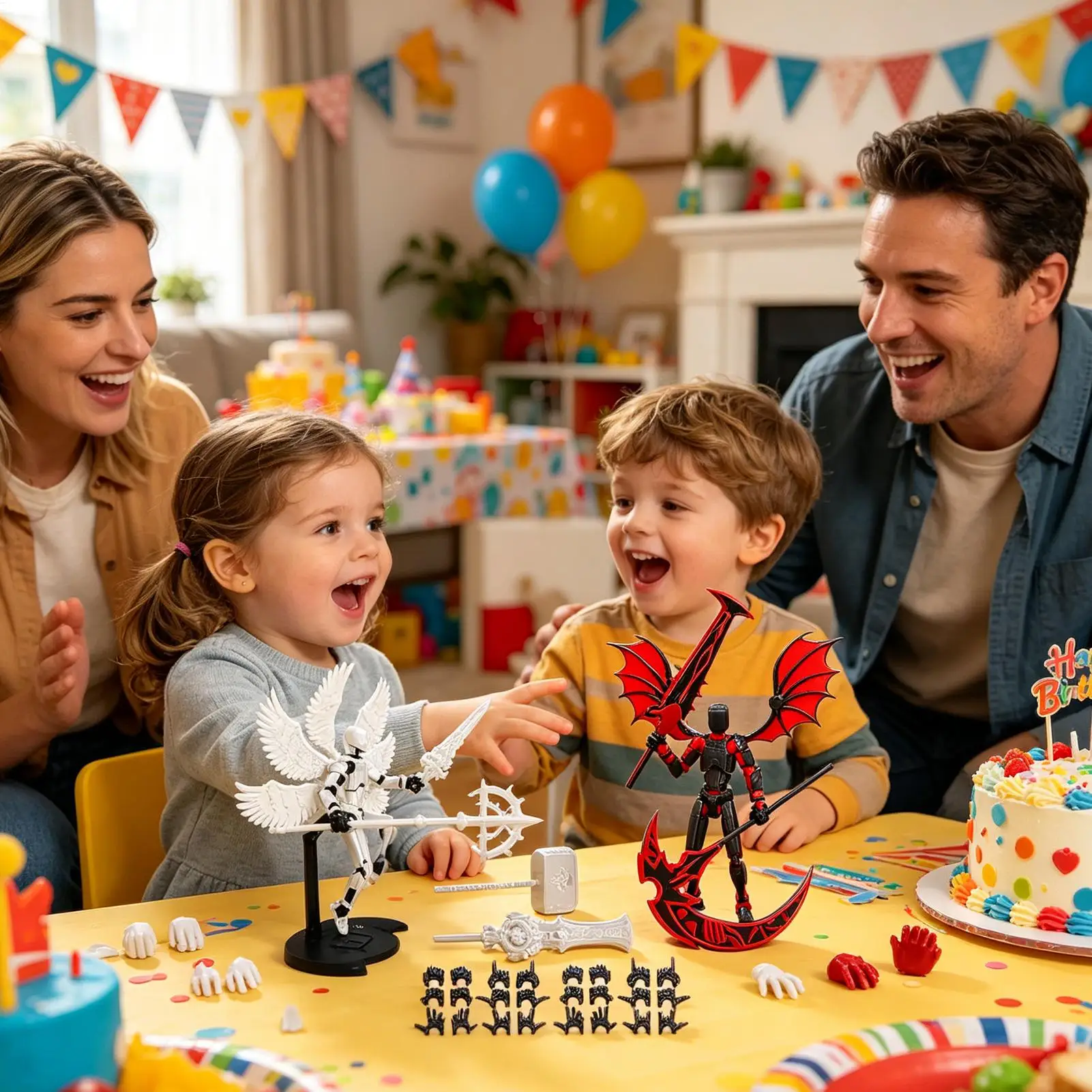 

Набор из 2 сборных фигурок с крыльями, 3D-печать, подвижные суставы, декор для рабочего стола, для коллекционеров, для гостиной, спальни